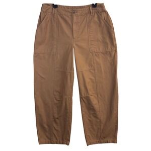 ON 34th 14 Barrel Leg Utility Pants Tan Camel Cotton High Rise Capsule Fall 90s
